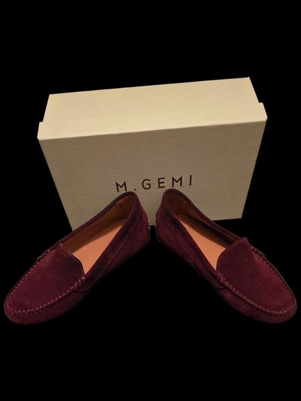 M.Gemi The Felize Suede Driving Loafers in Burgundy - Size 40 (US 9.5-10)